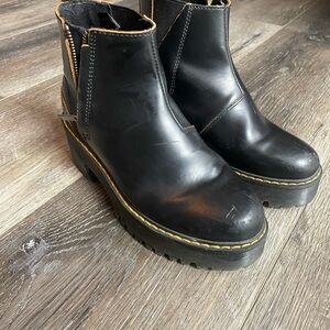 Dr. Martens Black Platform Chelsea Ankle Boots with Contrast Stitching - Women